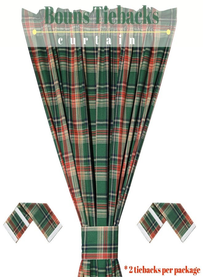 Moslovstar French Door Curtains Set of 2, Elegant Scottish Tartan Front Door Curtain Dual Rod Pocket Tiebacks Included, 25" W x 72" L - Image 4